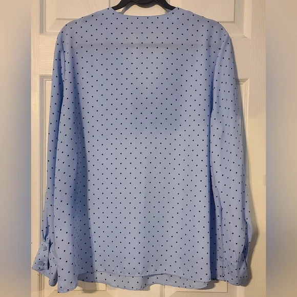 Banana Republic Sky Blue Polka Dot Blouse Sz L - Picture 8 of 8